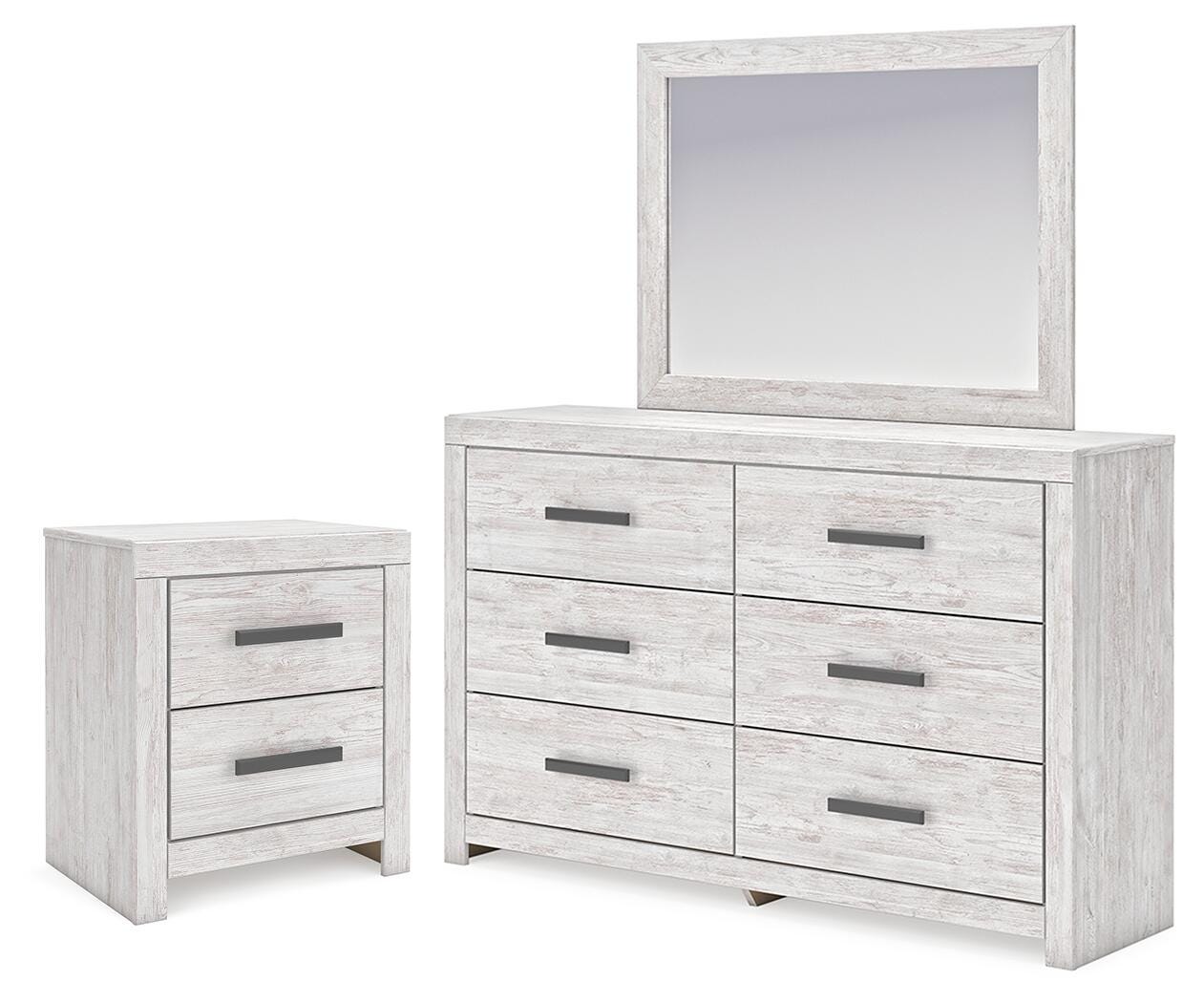 Cayboni Whitewash Dresser, Mirror and Nightstand (Online Special Price)