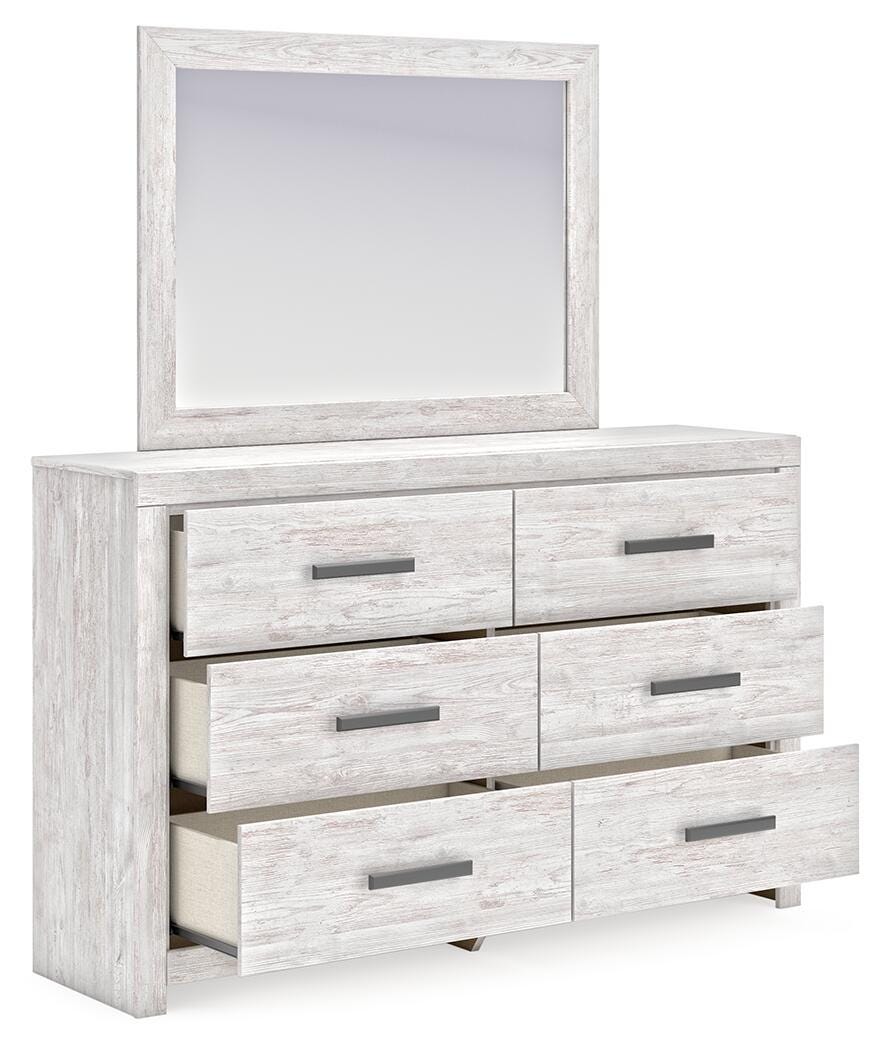 Cayboni Whitewash Dresser, Mirror and Nightstand (Online Special Price)