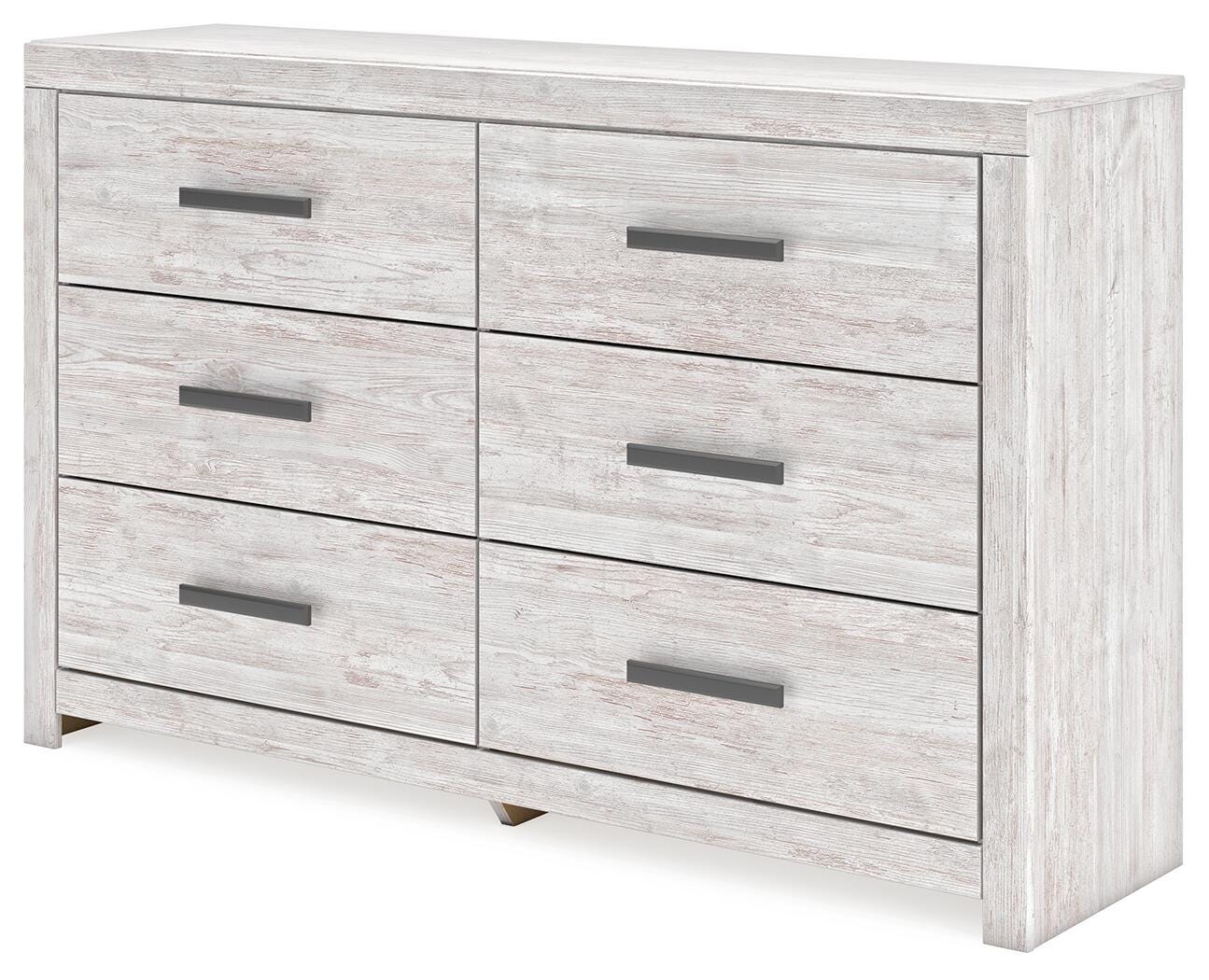 Cayboni Whitewash King Panel Bed, Dresser and Nightstand