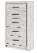 Cayboni Whitewash Queen Panel Bed, Chest and Nightstand