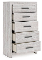 Cayboni Whitewash Queen Panel Bed, Chest and Nightstand