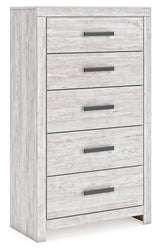 Cayboni Whitewash Queen Panel Bed, Chest and Nightstand