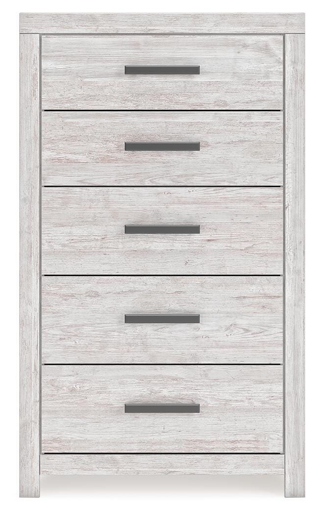 Cayboni Whitewash Queen Panel Bed, Chest and Nightstand
