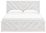 Cayboni Whitewash King Panel Bed, Dresser and Nightstand