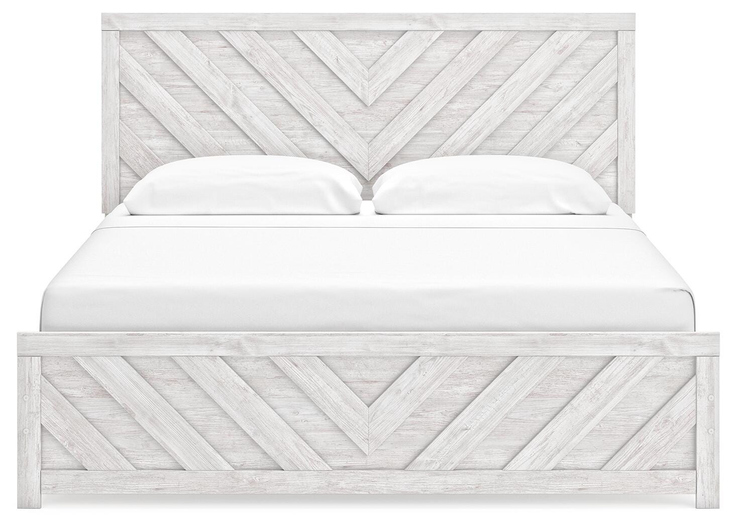 Cayboni Whitewash King Panel Bed, Dresser and Nightstand