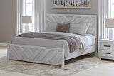 Cayboni Whitewash King Panel Bed, Dresser and Nightstand