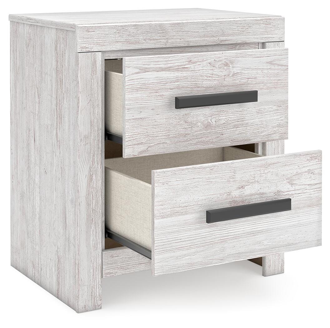 Cayboni Whitewash Queen Panel Bed, Chest and Nightstand