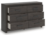 Prendonea Charcoal King Panel Bed, Dresser and Nightstand (Online Special Price)