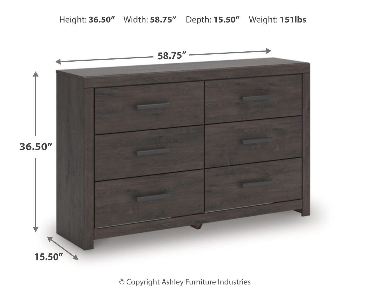 Prendonea Charcoal Dresser and Nightstand