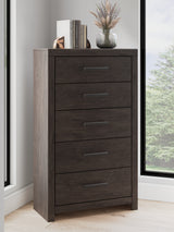 Prendonea Charcoal Full Panel Bed, Dresser, Mirror, Chest and Nightstand (Online Special Price)