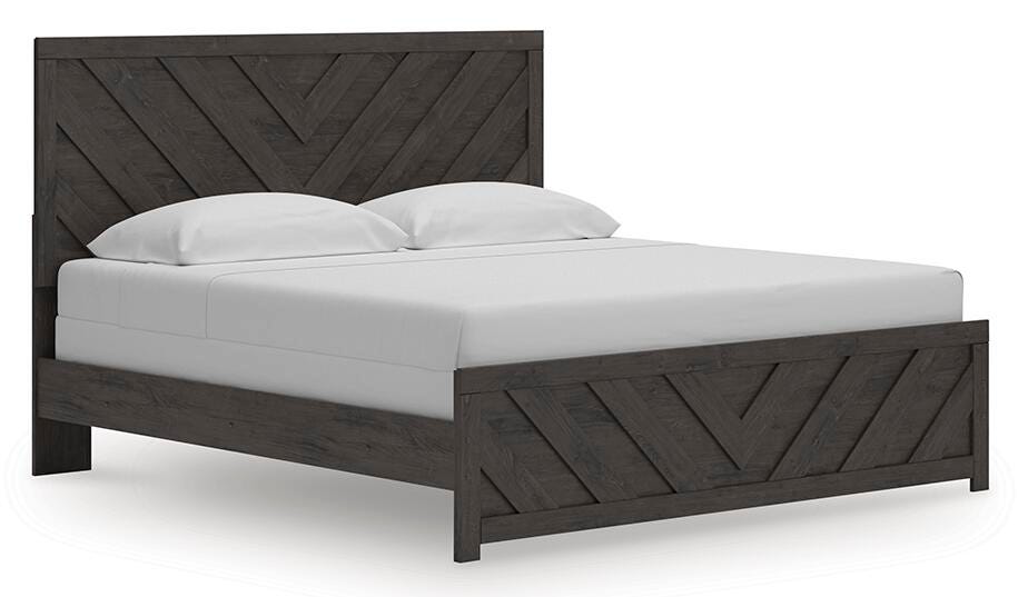 Prendonea Charcoal King Panel Bed, Dresser and Nightstand (Online Special Price)