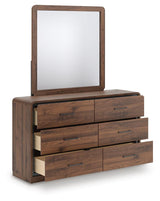 Fortlorn Walnut Brown King Panel Bed, Dresser, Mirror and Chest