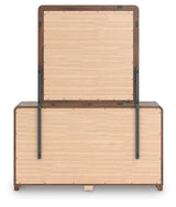 Fortlorn Walnut Brown King Panel Bed, Dresser, Mirror and Chest