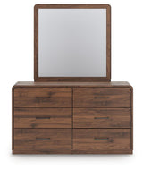 Fortlorn Walnut Brown King Panel Bed, Dresser, Mirror and Chest