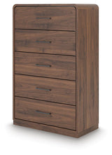 Fortlorn Walnut Brown King Panel Bed, Dresser, Mirror and Chest