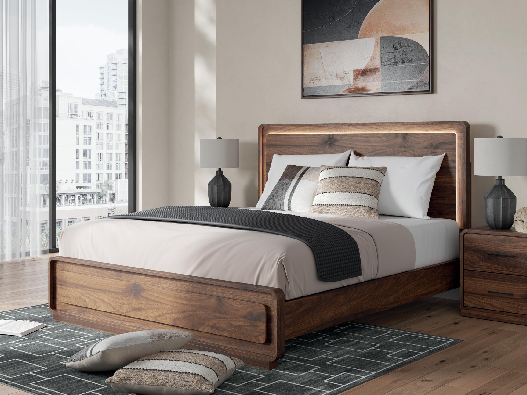 Hollinaze Walnut Brown California King Panel Bed