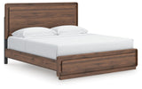 Fortlorn Walnut Brown King Panel Bed, Dresser, Mirror and Chest