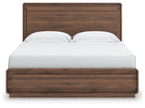 Fortlorn Walnut Brown King Panel Bed, Dresser, Mirror and Chest