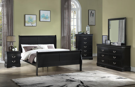 Louis Philip Black Youth Sleigh Bedroom Set - Ornate Home