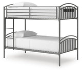 Hilletran Gray Twin over Twin Bunk Bed with Ladder