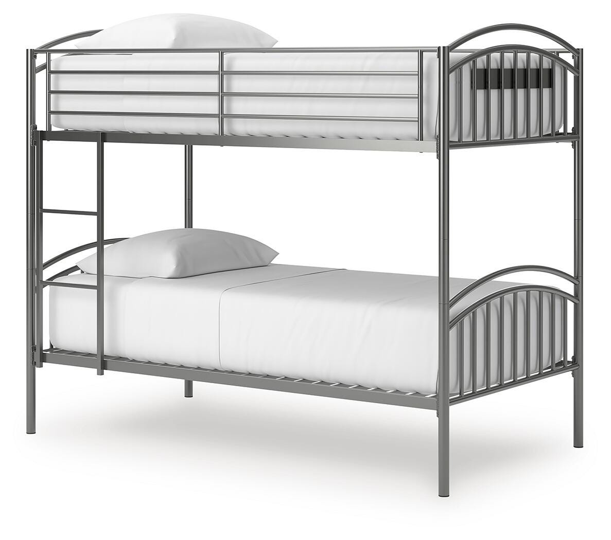 Hilletran Gray Twin over Twin Bunk Bed with Ladder