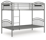 Hilletran Gray Twin over Twin Bunk Bed with Ladder