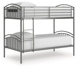 Hilletran Gray Twin over Twin Bunk Bed with Ladder