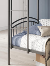Hilletran Gray Twin over Twin Bunk Bed with Ladder