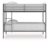 Hilletran Gray Twin over Twin Bunk Bed with Ladder