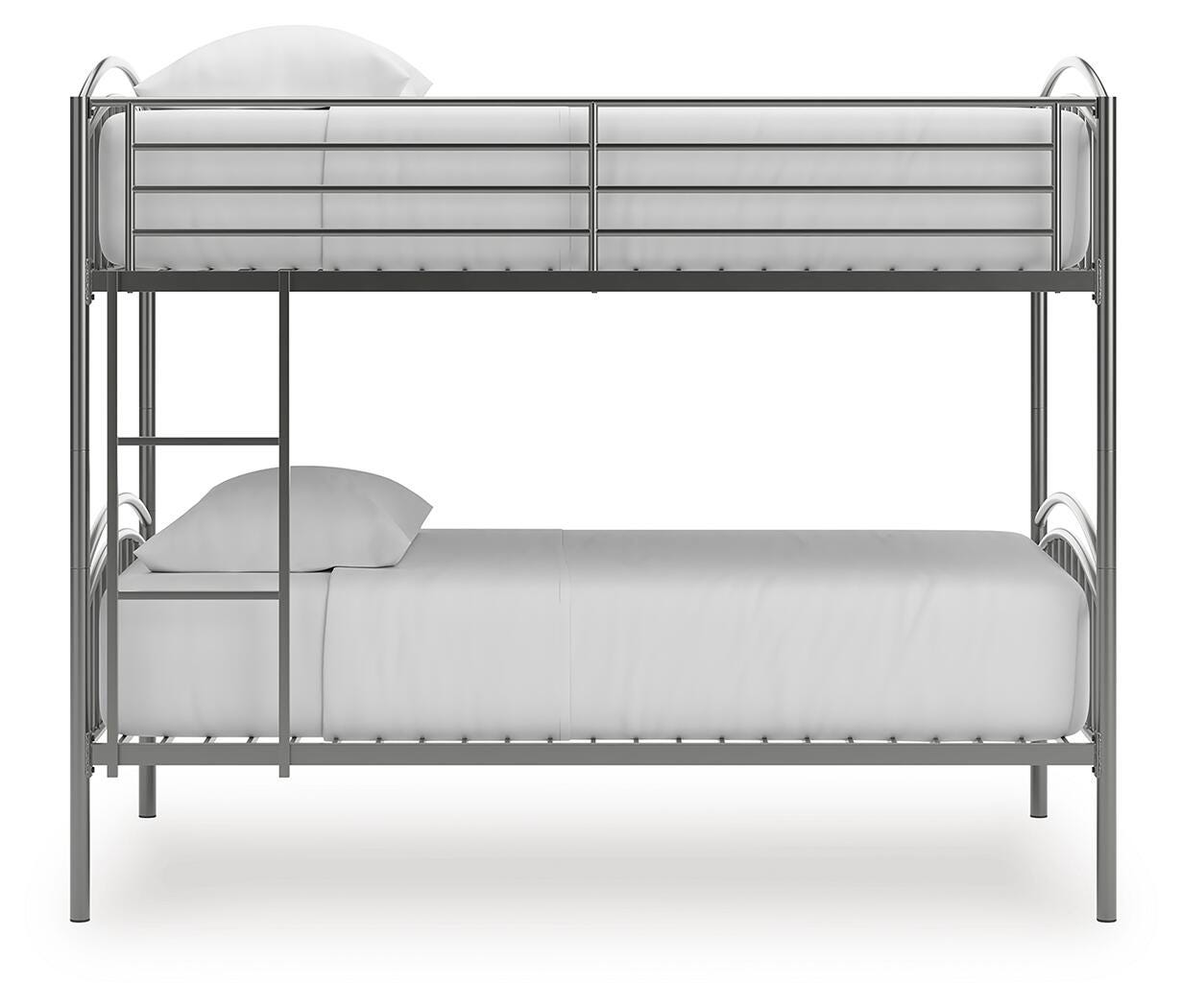 Hilletran Gray Twin over Twin Bunk Bed with Ladder