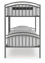 Hilletran Gray Twin over Twin Bunk Bed with Ladder