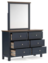 Landocken Brown/Blue Twin Panel Bed, Dresser, Mirror and Nightstand (Online Special Price)