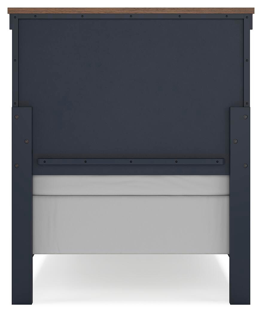Landocken Brown/Blue Twin Panel Bed, Dresser, Mirror and Nightstand (Online Special Price)