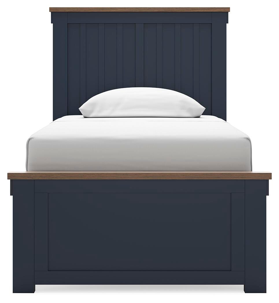 Landocken Brown/Blue Twin Panel Bed, Dresser, Mirror and Nightstand (Online Special Price)