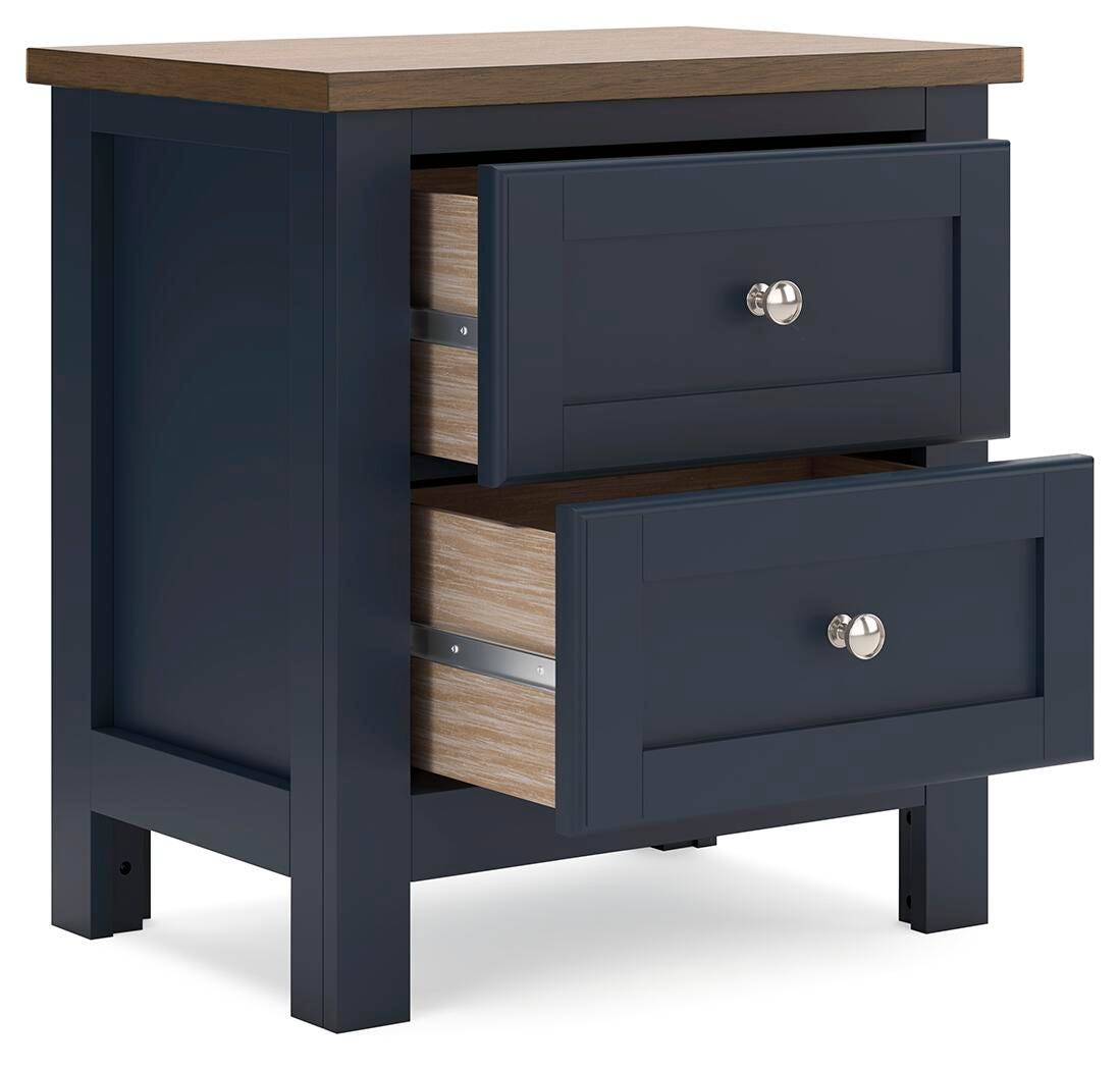 Landocken Brown/Blue Queen Panel Bed, Dresser, Mirror and Nightstand (Online Special Price)