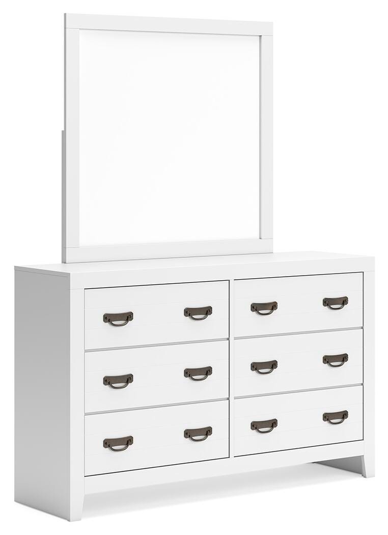 Binterglen White King Panel Bed, Dresser, Chest and 2 Nightstands