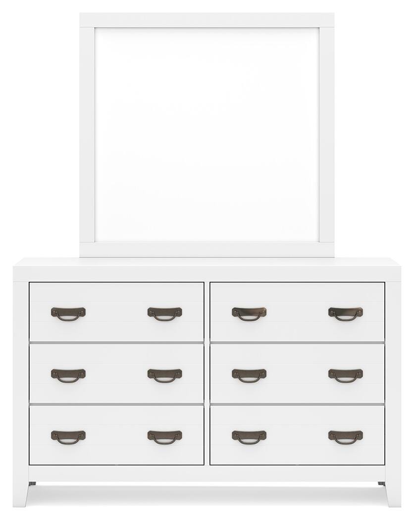 Binterglen White King Panel Bed, Dresser, Chest and 2 Nightstands