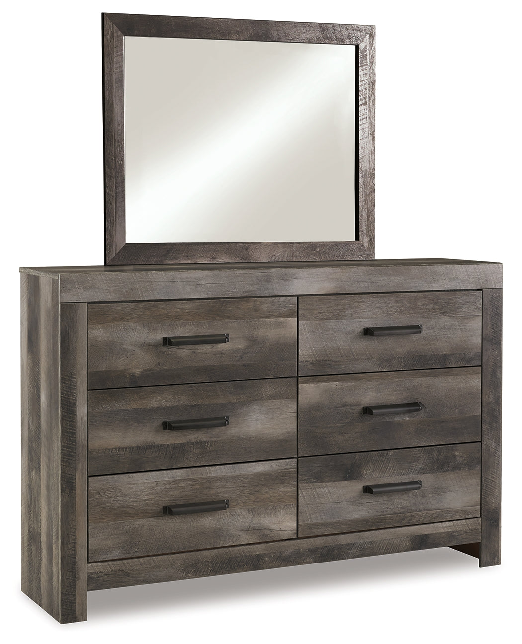 Wynnlow Gray King Panel Bedroom Set with Mirrored Dresser and Nightstand - Ornate Home