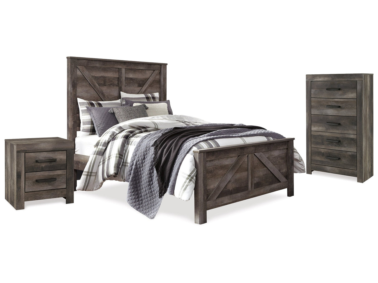 Wynnlow Gray Queen Crossbuck Panel Bedroom Set with Chest and Nightstand - Ornate Home