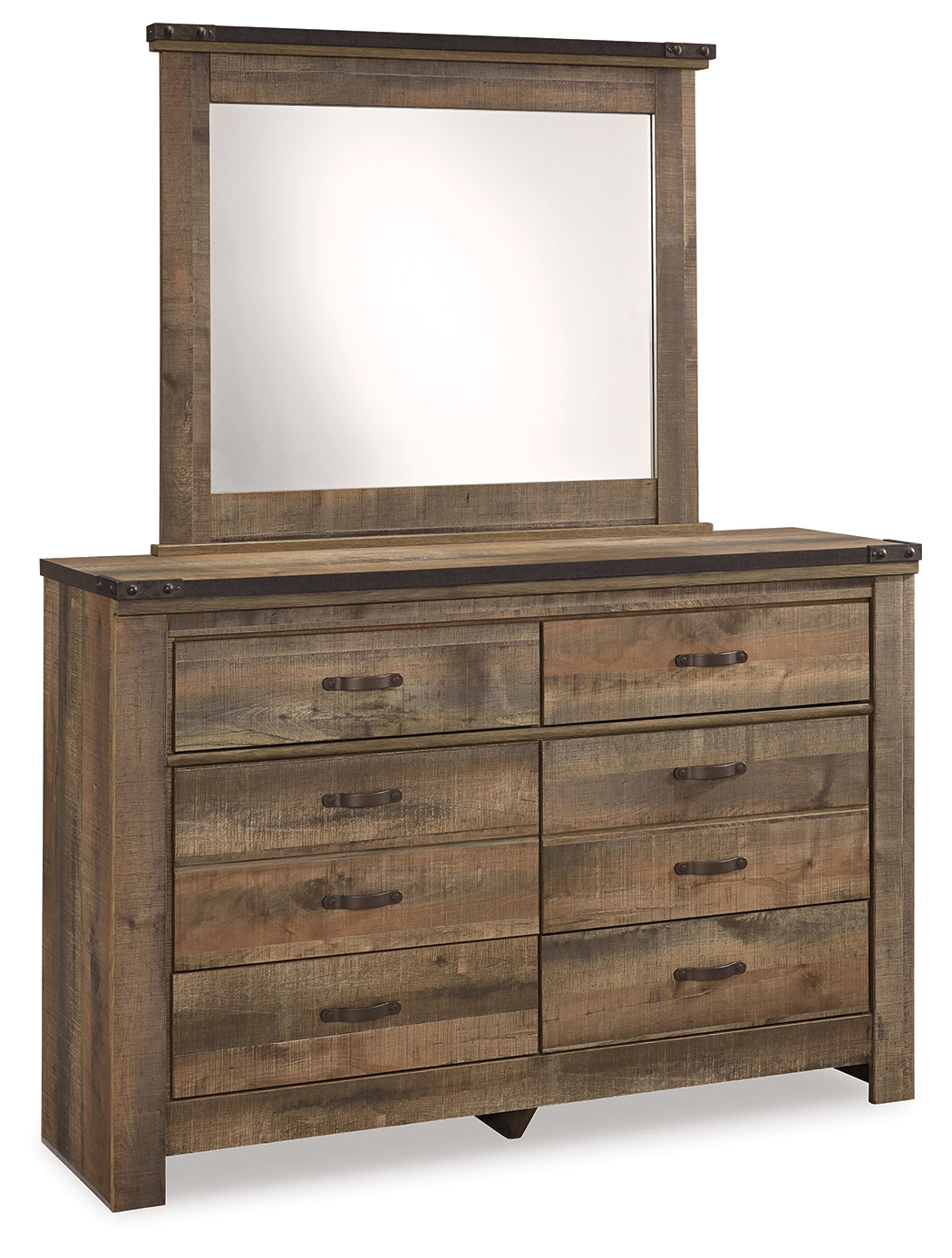 Trinell Brown Full Panel Bedroom Set with Dresser, Mirror and Nightstand - Ornate Home