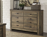 Trinell Brown Full Panel Bedroom Set with Dresser, Mirror and Nightstand - Ornate Home