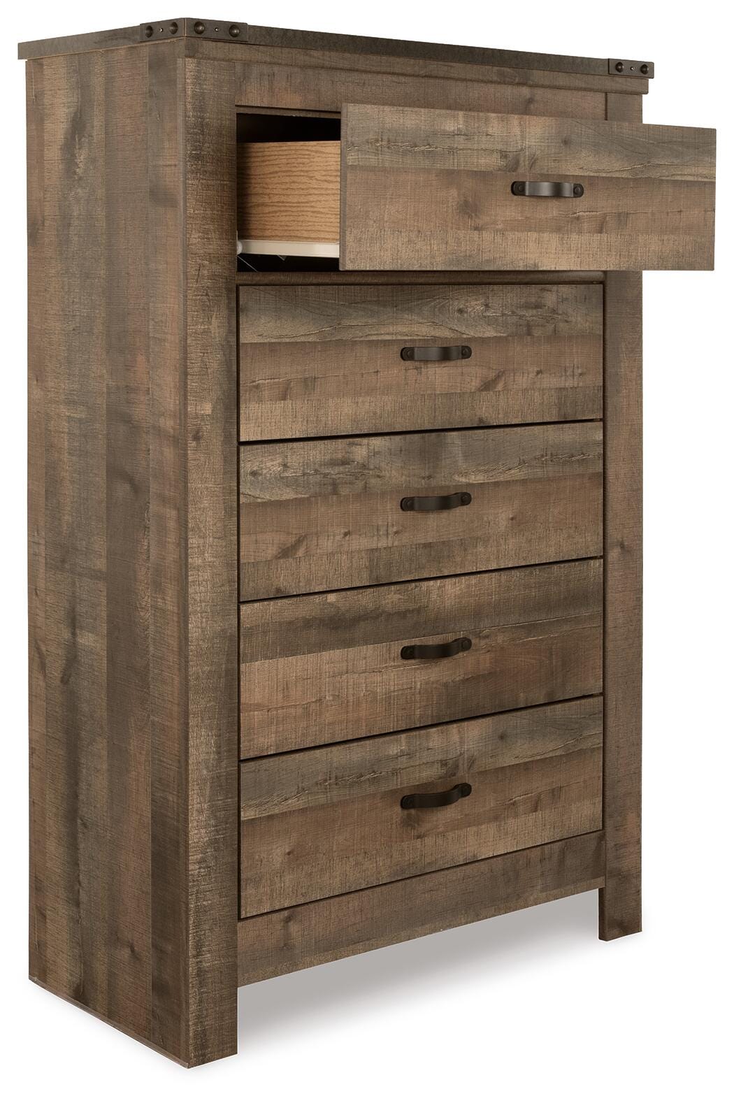 Trinell Brown Full Bookcase Storage Bed, Dresser, Chest and Nightstand