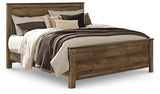 Trinell Brown King Panel Bedroom Set with Dresser, Mirror and 2 Nightstands - Ornate Home