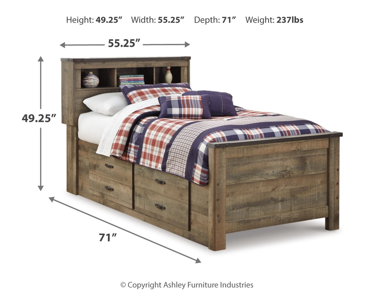 Trinell Brown Twin Panel Bedroom Set with Storage and Nightstand - Ornate Home