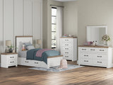 Savonport White/Brown Twin Panel Bed with Storage
