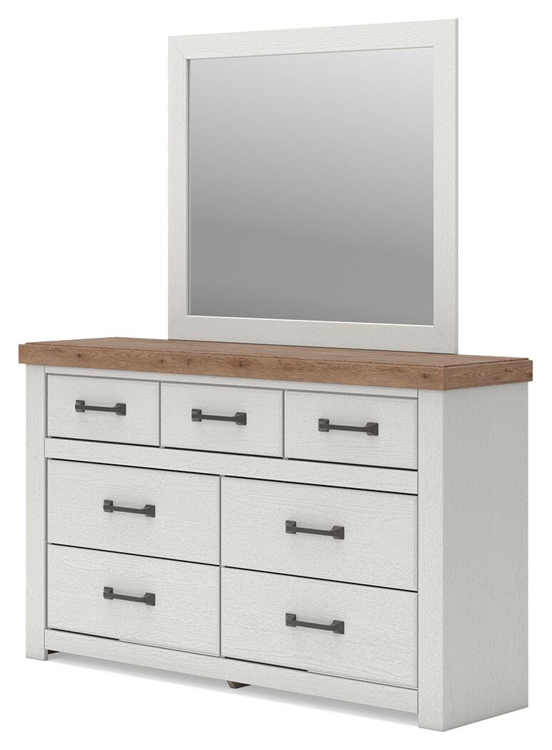 Savonport White/Brown Dresser and Mirror (Online Special Price)