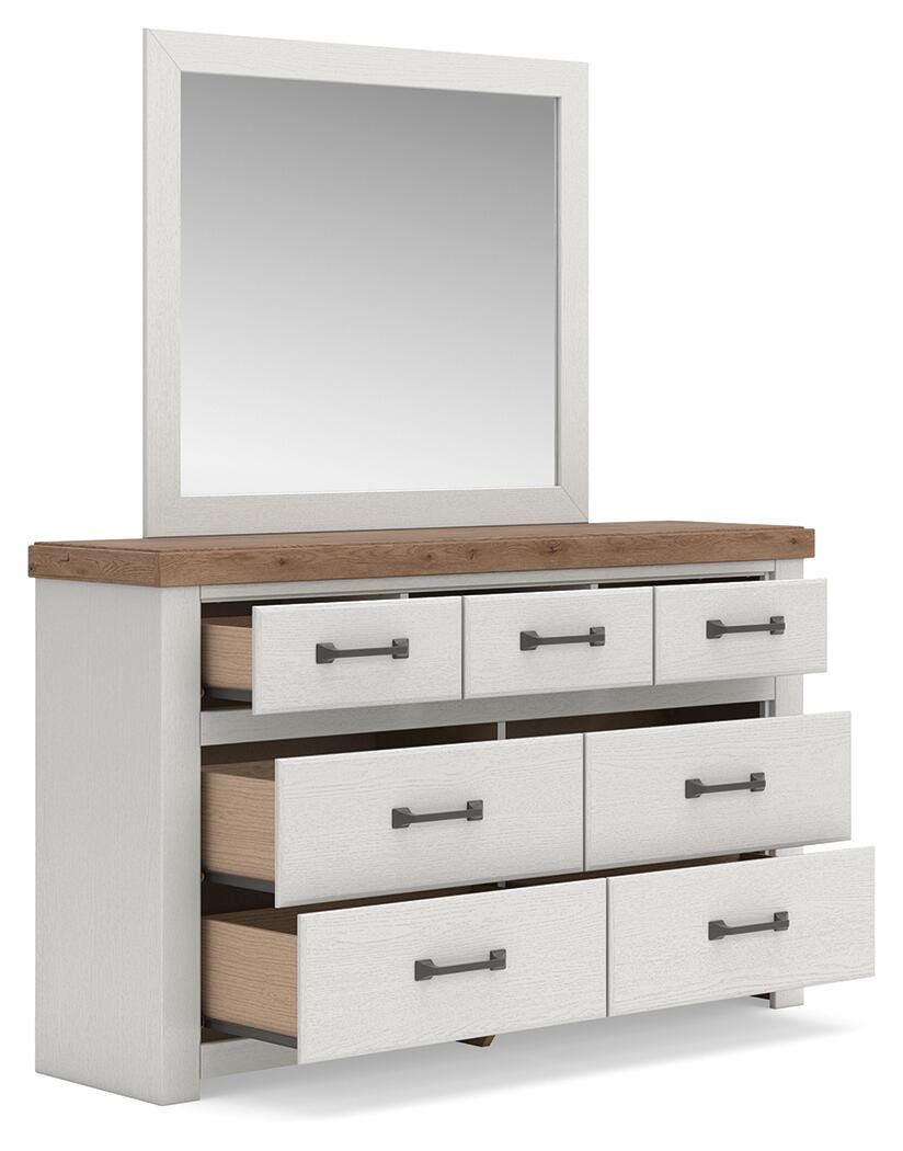 Savonport White/Brown Dresser and Mirror (Online Special Price)