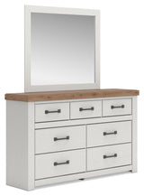 Savonport White/Brown Queen Panel Bed, Dresser and Mirror (Online Special Price)