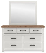 Savonport White/Brown Dresser and Mirror (Online Special Price)