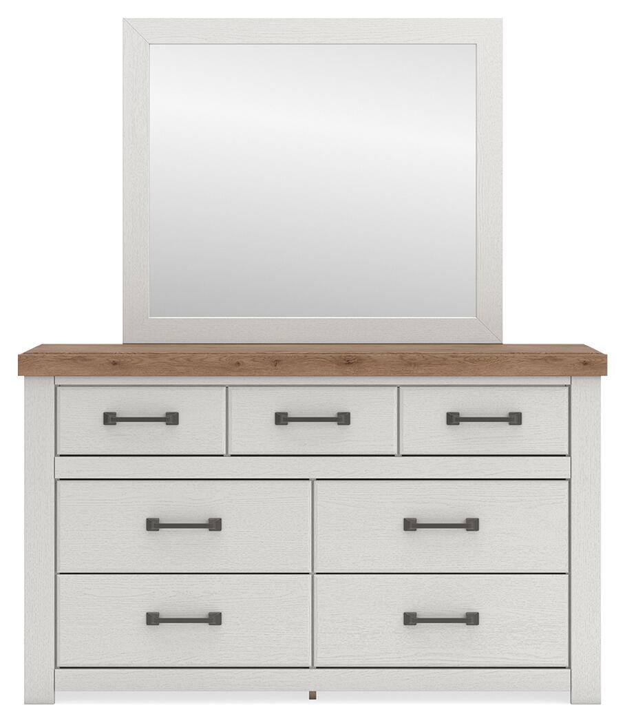 Savonport White/Brown Dresser and Mirror (Online Special Price)